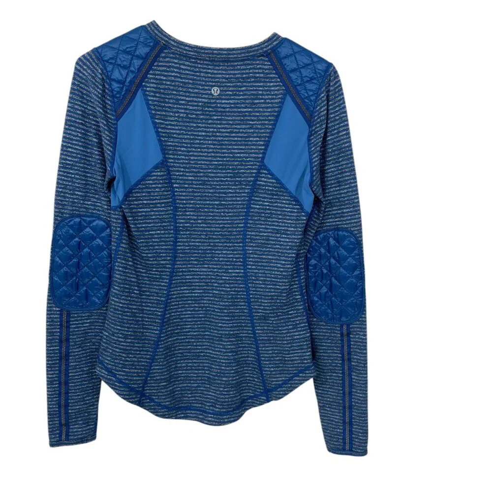 Lululemon Run: Ice Queen Size 6 Long‎ Sleeve Slope Stripe Limitless Blue Top